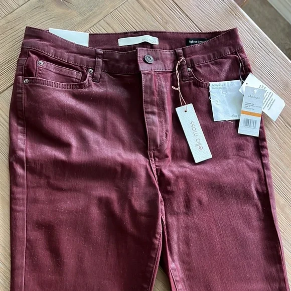 Oxblood skinny high rise ankle coated pants - Picture 2 of 8